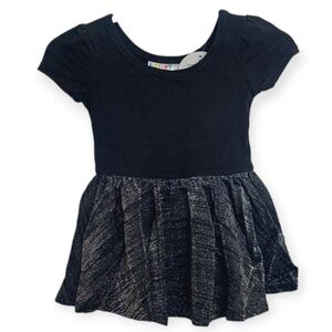Dot Dot Smile Dress Baby Girl Size 6 12 months Black Silver Cap Dress